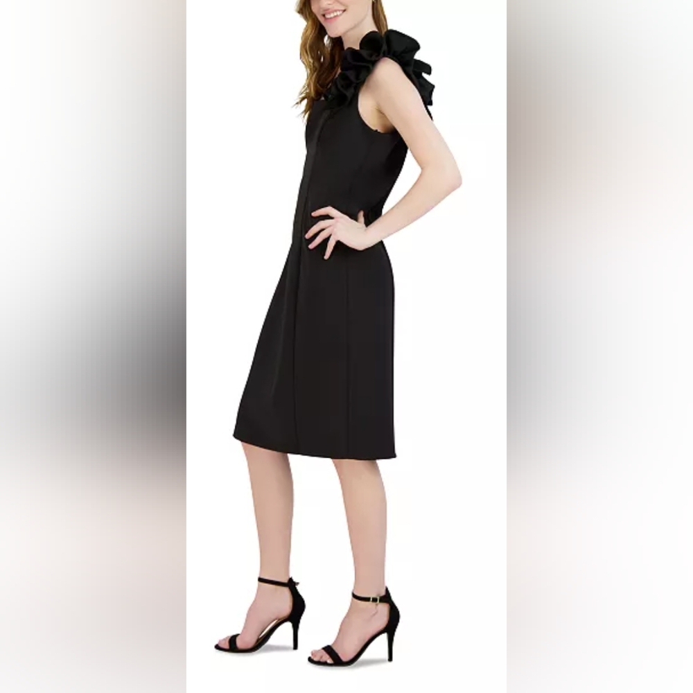 Donna Ricco Ruffled-Shoulder Sleeveless Dress - Picture 2 of 3